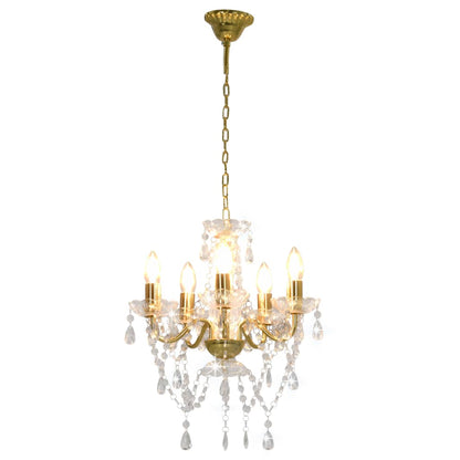 NNEVL Chandelier with Crystal Beads Golden Round 5 x E14-1