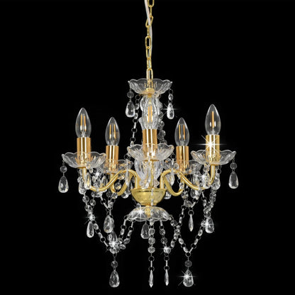 NNEVL Chandelier with Crystal Beads Golden Round 5 x E14-2