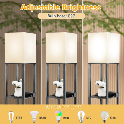 Lampadaire moderne NNECW avec étagère, 1 tiroir et 1 port USB