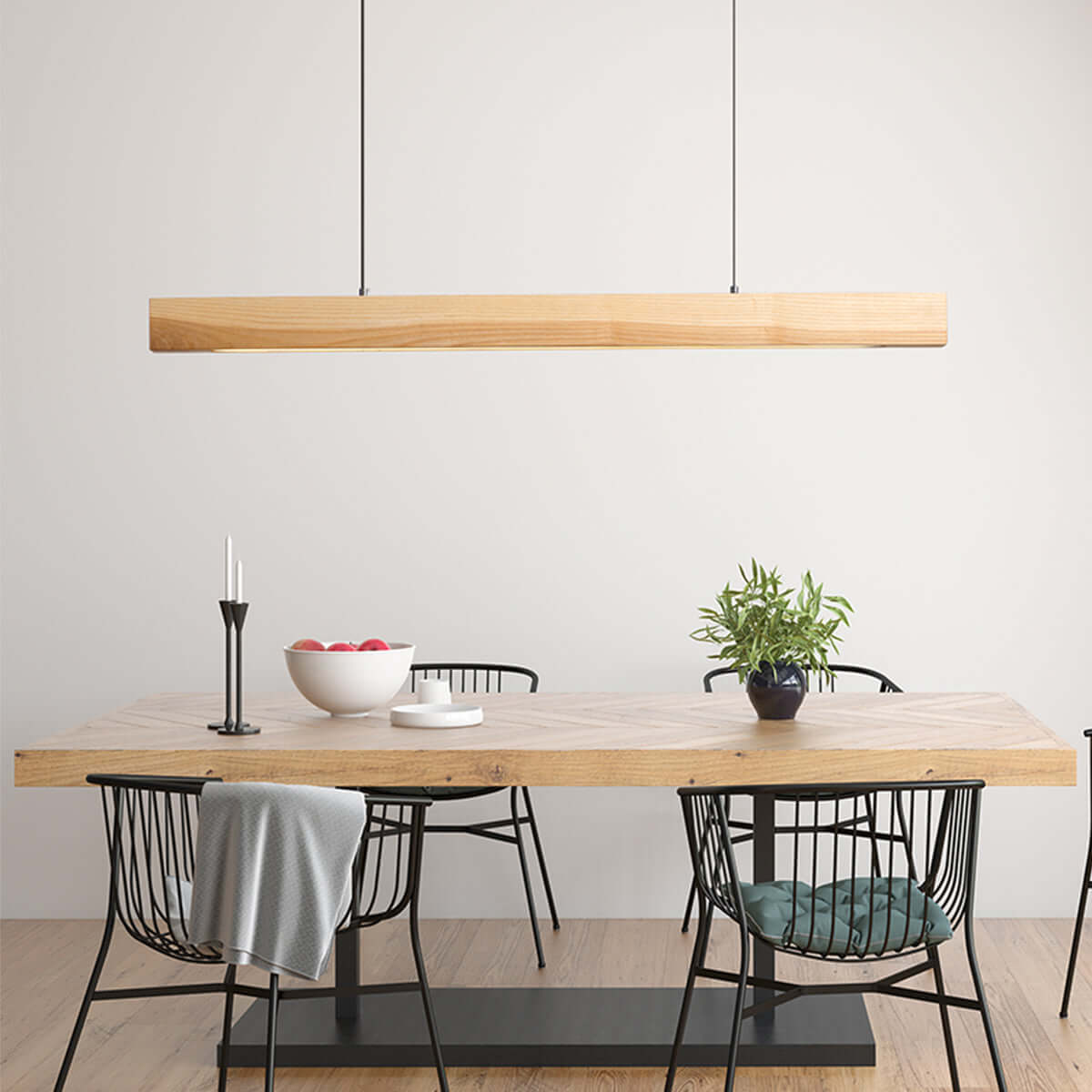 High-Powered Hanging Wooden Beam Pendant Light-0